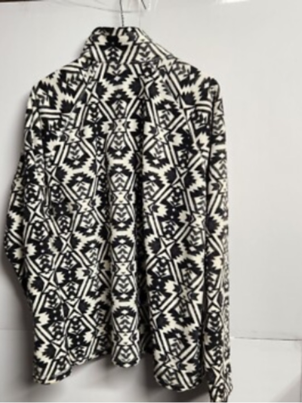 Navy and Cream Patterned Button-Up Shirt